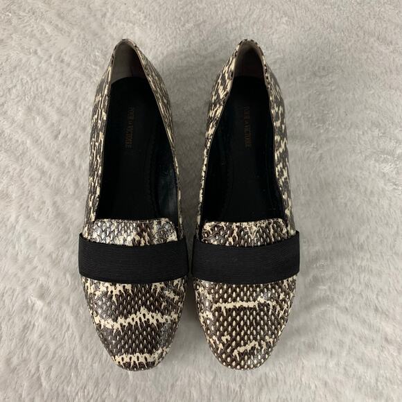 Pour La Victoire Women's Zarine Snakeskin Leather Loafers Size 7.5 - Picture 2 of 9